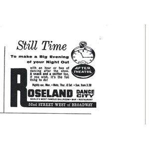 Roseland Dance City Broadway Ballroom New York Advertisement 1960s Print Ad